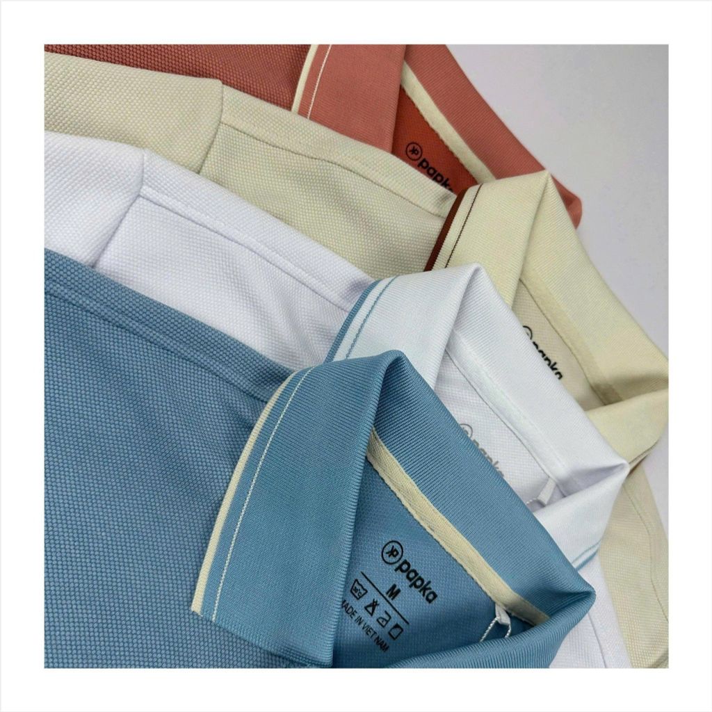 Áo polo nam Papka 1103 màu hồng cam với chất cotton pique dệt kim thoáng khí, co dãn nhẹ và độ bền cao tạo nên phong cách vừa lịch sự vừa năng động