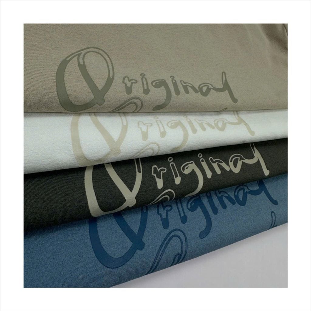 Áo thun Tshirt nam Papka 1079 màu xám xanh phối hình in chữ Original Creator tạo cảm giác năng động và trẻ trung