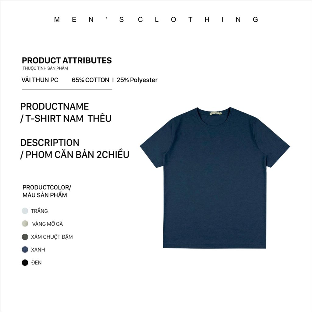 Áo thun Tshirt nam Papka 1079 màu kem thêu chìm chữ Original tạo cảm giác năng động và trẻ trung