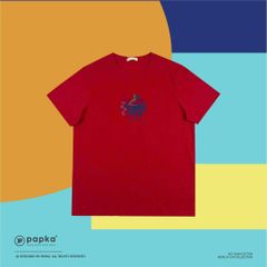 Áo thun PAPKA 1077 màu đỏ Worldcup Collections hình in quả bóng tròn