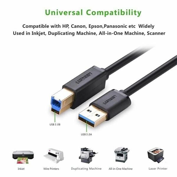 Bàn phím Cáp USB in 3.0 Chuẩn in B dài 2M US210 Ugr