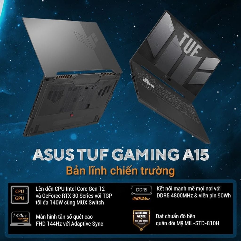 Laptop Gaming ASUS TUF Gaming F15 FX507ZC4-HN095W (Đen) CŨ ĐẸP KENG BẢO HÀNH CỬA HÀNG 6 THÁNG