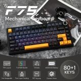 Bàn phím cơ gaming 3 mode AULA F75  (đen xanh đậm cam, Reaper switch)