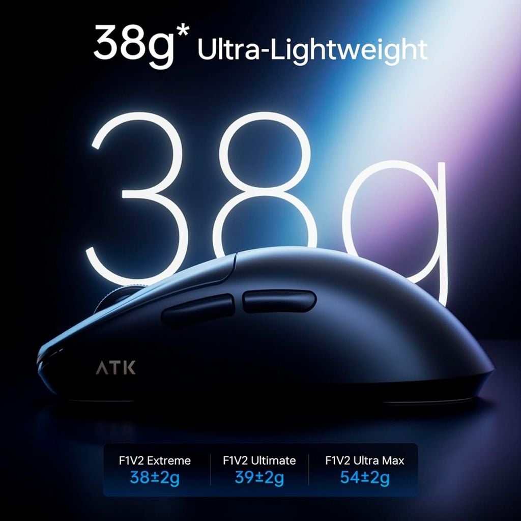 Chuột Gaming Không Dây ATK Blazing Sky F1 V2 Ultra Max Tri-Mode ( Trắng )