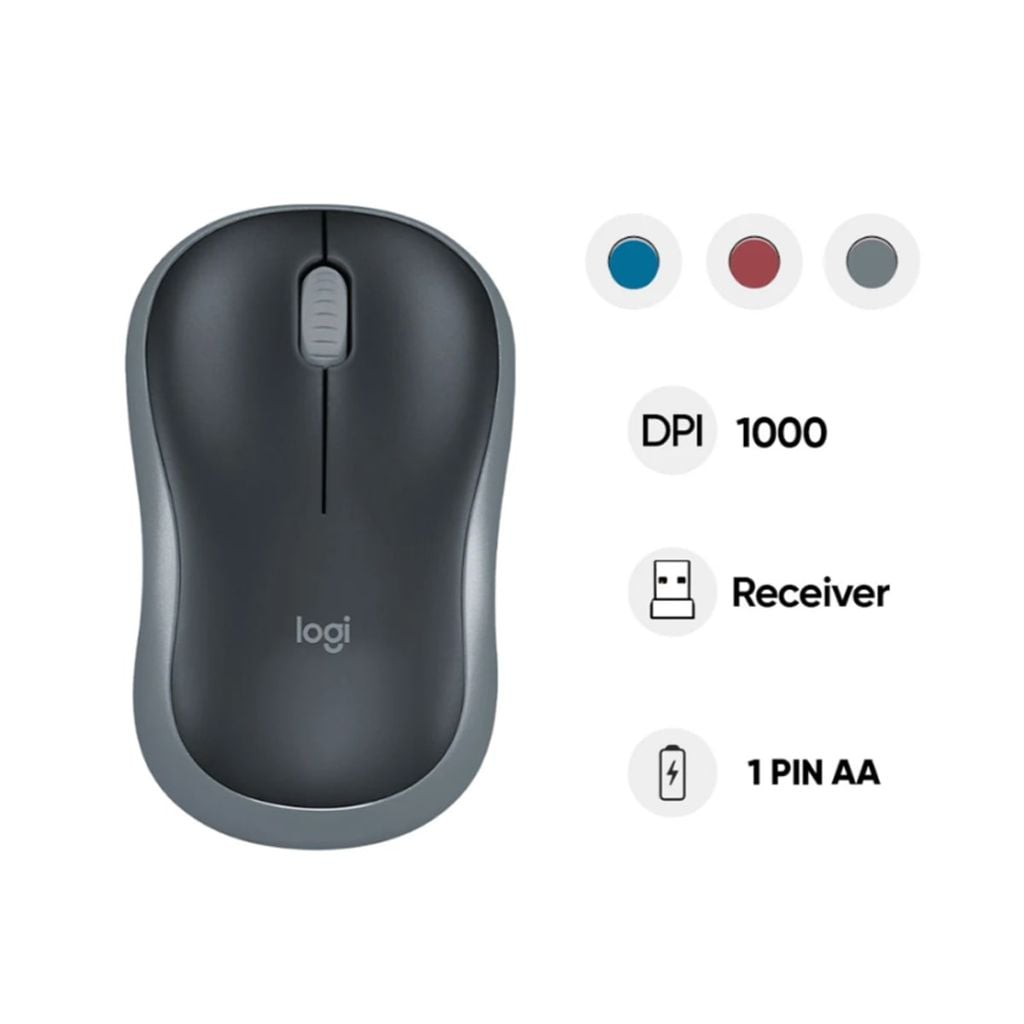 Chuột Logitech không dây M185 - Màu Xám