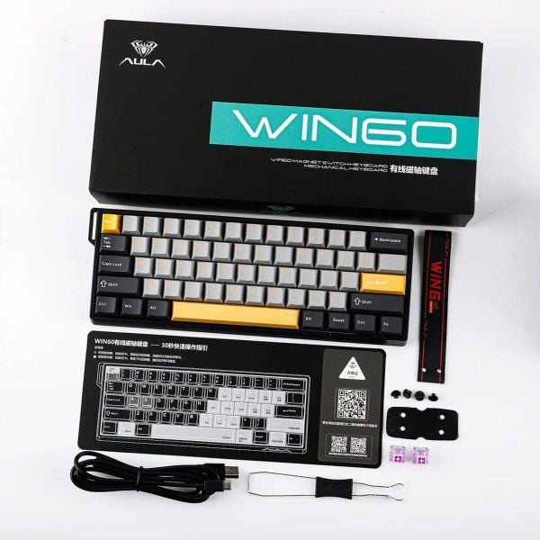 Bàn phím cơ AULA WIN60HE MAX Magnetic Switch Đen Xám