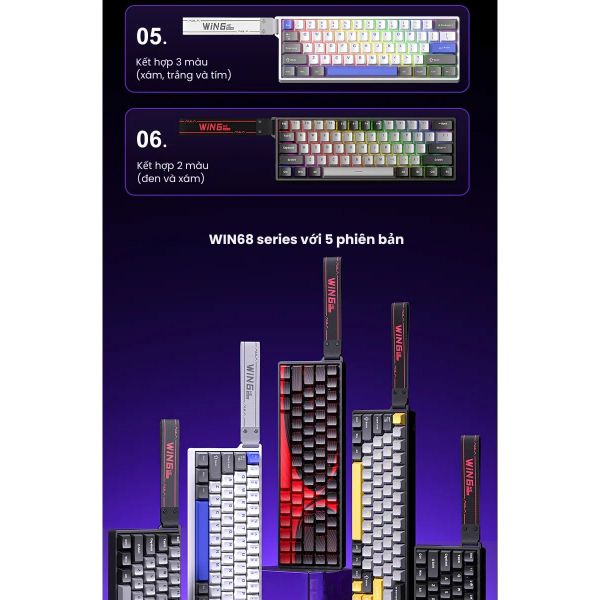 Bàn phím cơ AULA WIN60HE MAX Magnetic Switch Đen Xám