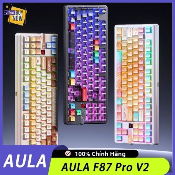 Bàn phím cơ không dây AULA F87 Pro V2 3 Mode Star (Phiên bản Xanh dương + trắng + tím đậm/ Star Vector switch)