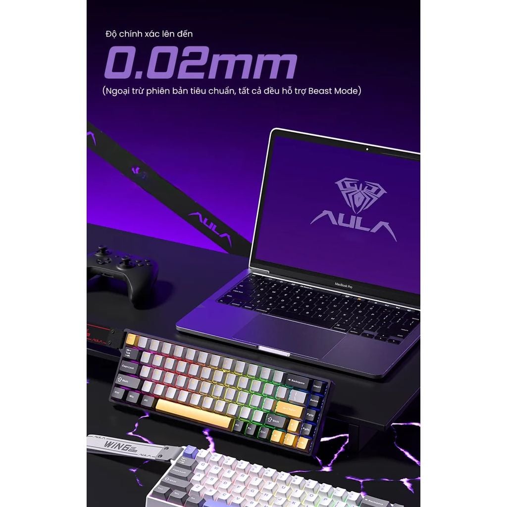 Bàn phím cơ AULA WIN60HE MAX Magnetic Switch Đen Xám