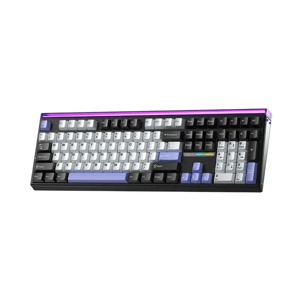 BÀN PHÍM CƠ GAMING 3 MODE AULA H108 (Phiên bản màu Đen+trắng+tím/ Silent Cotton Candy Switch)