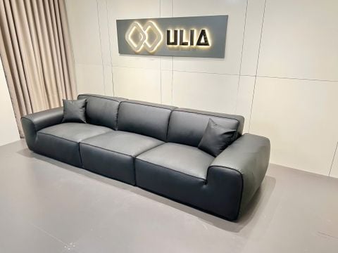 Sofa Avenue bọc da bò thật màu đen