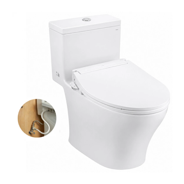 Bồn cầu một khối MS857DE6#XW kèm nắp rửa cơ ECOWASHER TCW11S