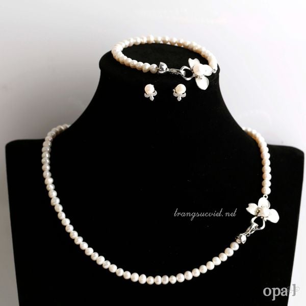  Bộ ngọc trai 5,6 ly trẻ trung, khóa hoa cách điệu 