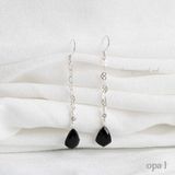  Hoa tai móc bạc đá Onys đen huyền bí 