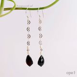  Hoa tai móc bạc đá Onys đen huyền bí 