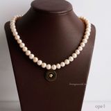  Chuỗi vòng cổ ngọc trai 9 ly charm tròn 