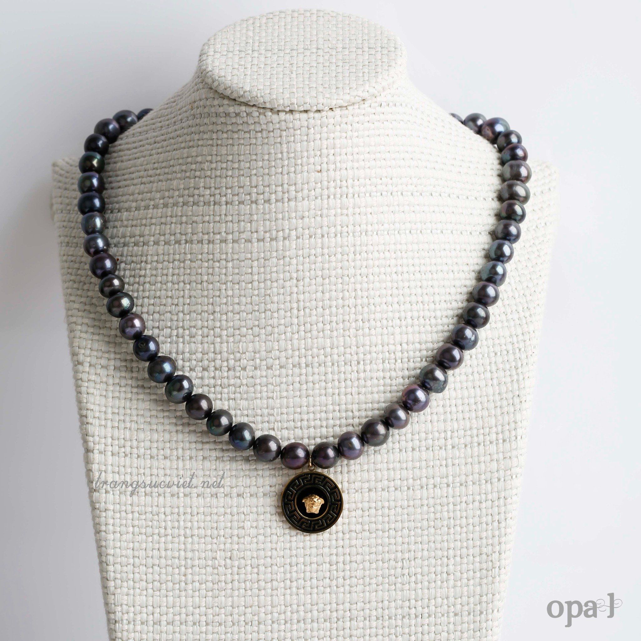  Chuỗi vòng cổ ngọc trai 9 ly charm tròn 