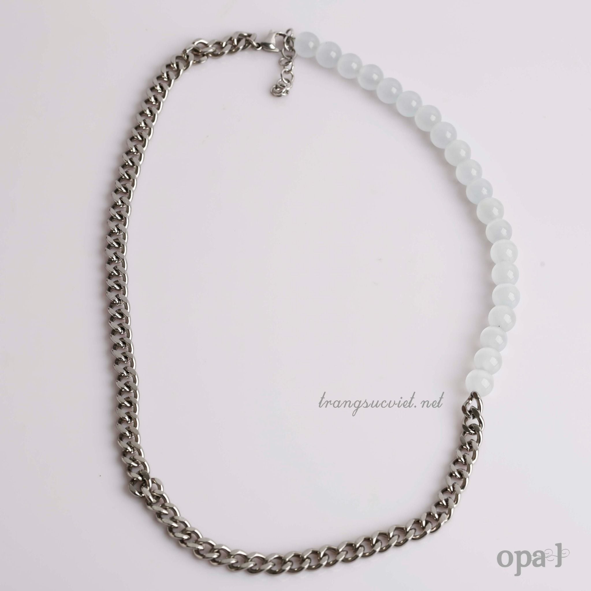  Combo vòng cổ + vòng tay mix đá mắt mèo cho Nam 