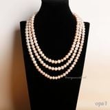  Chuỗi vòng ngọc trai 3 layer ánh hồng sang trọng 