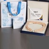  Chuỗi vòng ngọc trai 3 layer ánh hồng sang trọng 