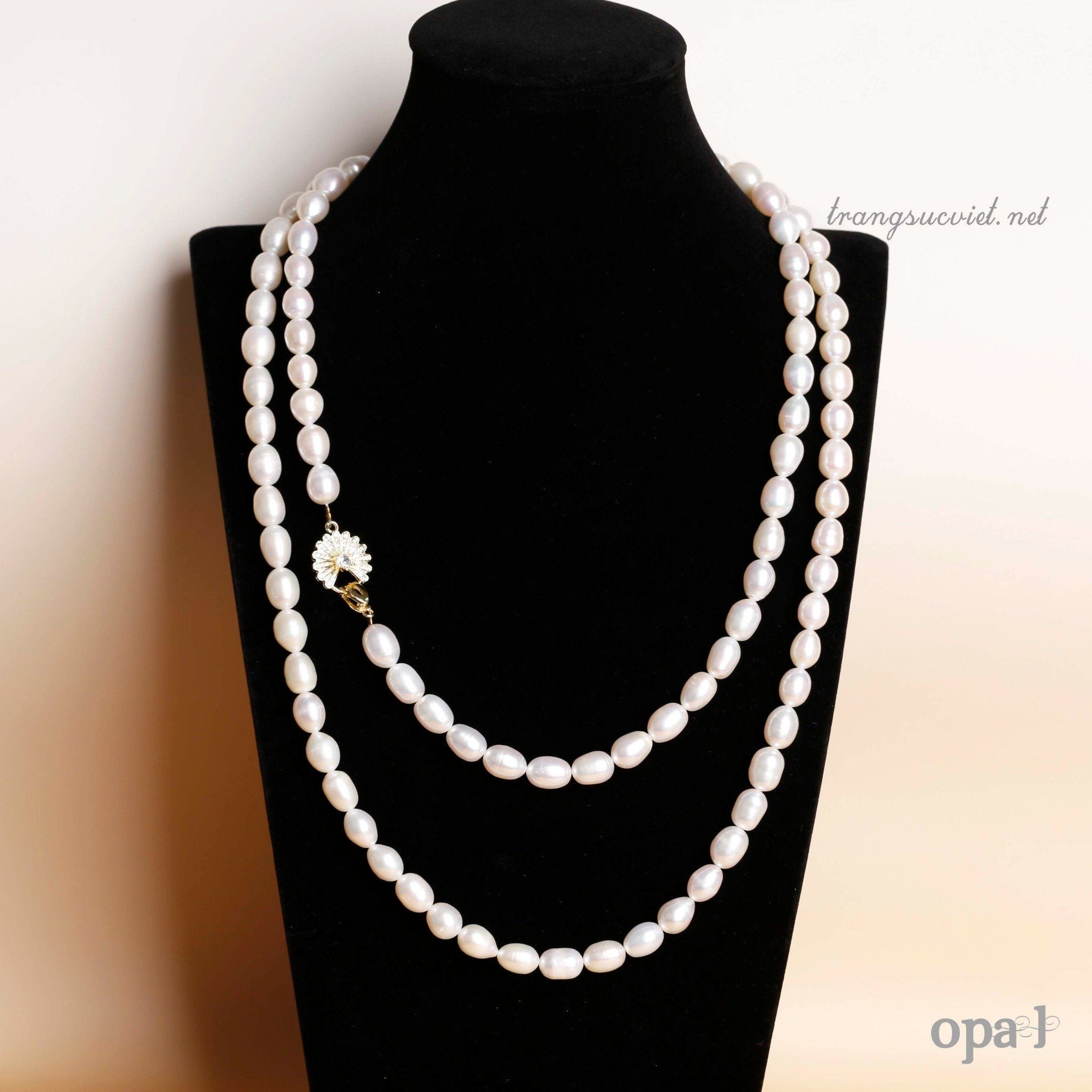  Vòng cổ ngọc trai dáng dài phong cách 