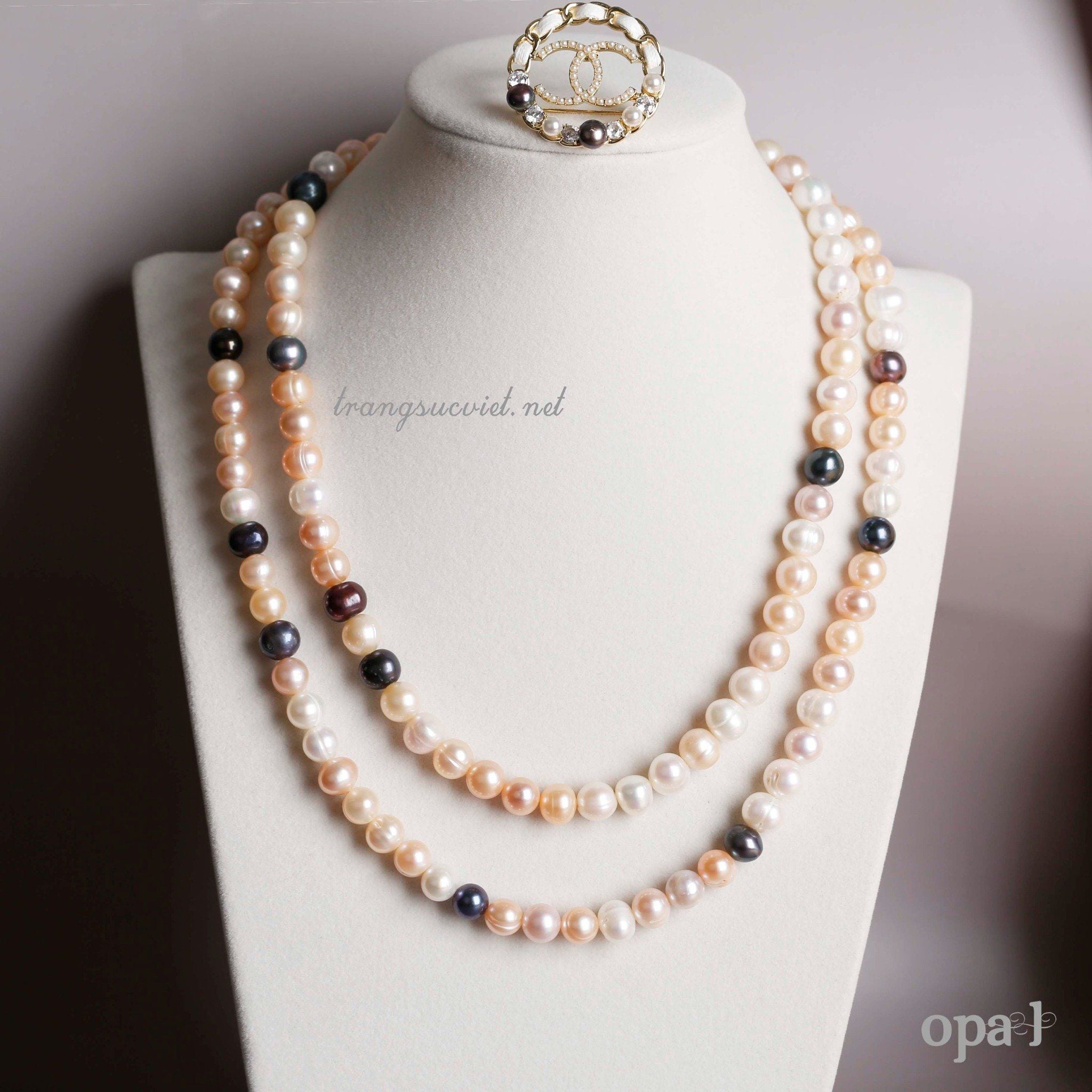  Vòng cổ ngọc trai dáng dài phong cách 