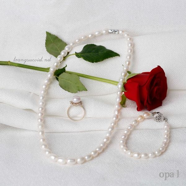  Bộ ngọc trai hạt oval trắng 