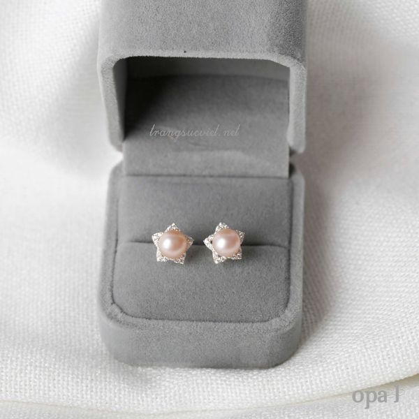  BST Hoa tai bạc đính ngọc trai và đá tặng mẹ 