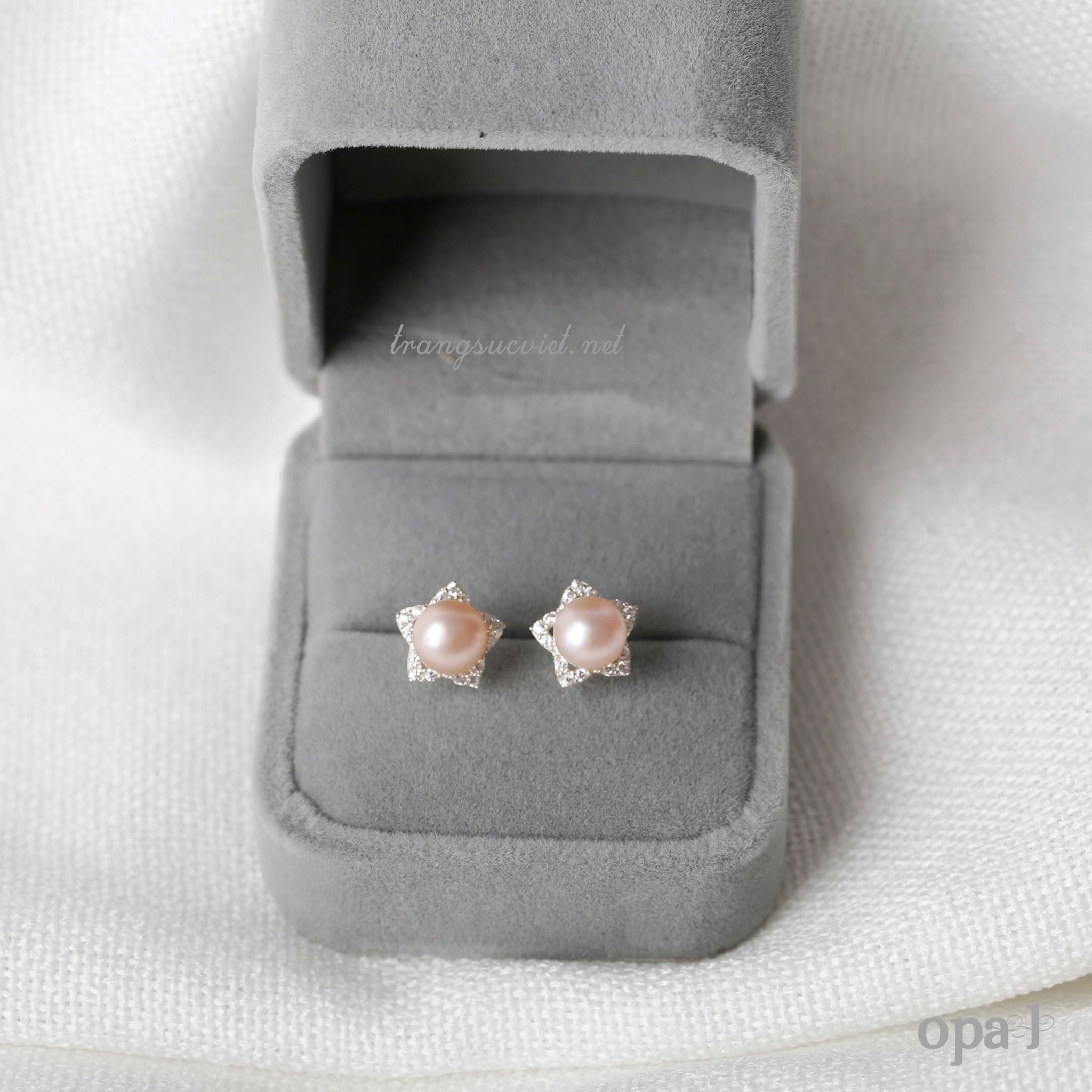  BST Hoa tai bạc đính ngọc trai và đá tặng mẹ 