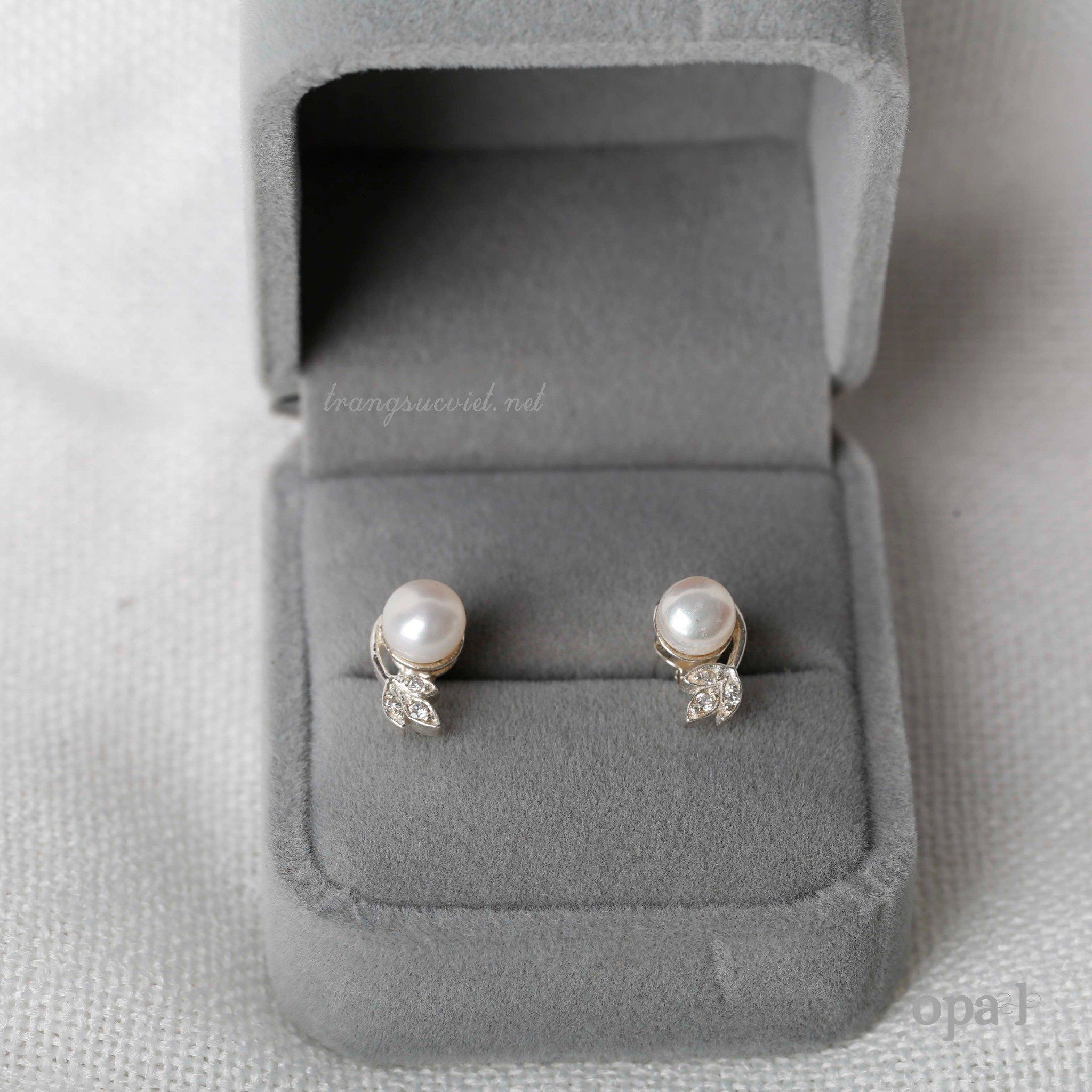  BST Hoa tai bạc đính ngọc trai và đá tặng mẹ 