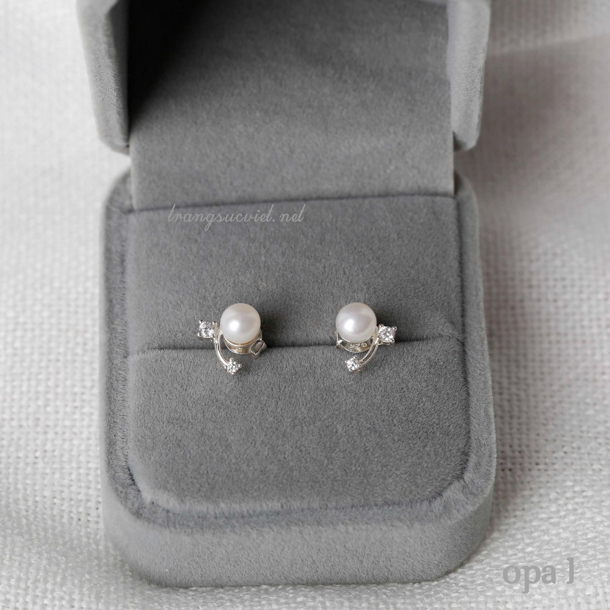  BST Hoa tai bạc đính ngọc trai và đá tặng mẹ 