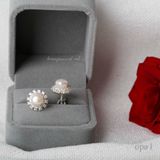  BST Hoa tai bạc đính ngọc trai và đá tặng mẹ 