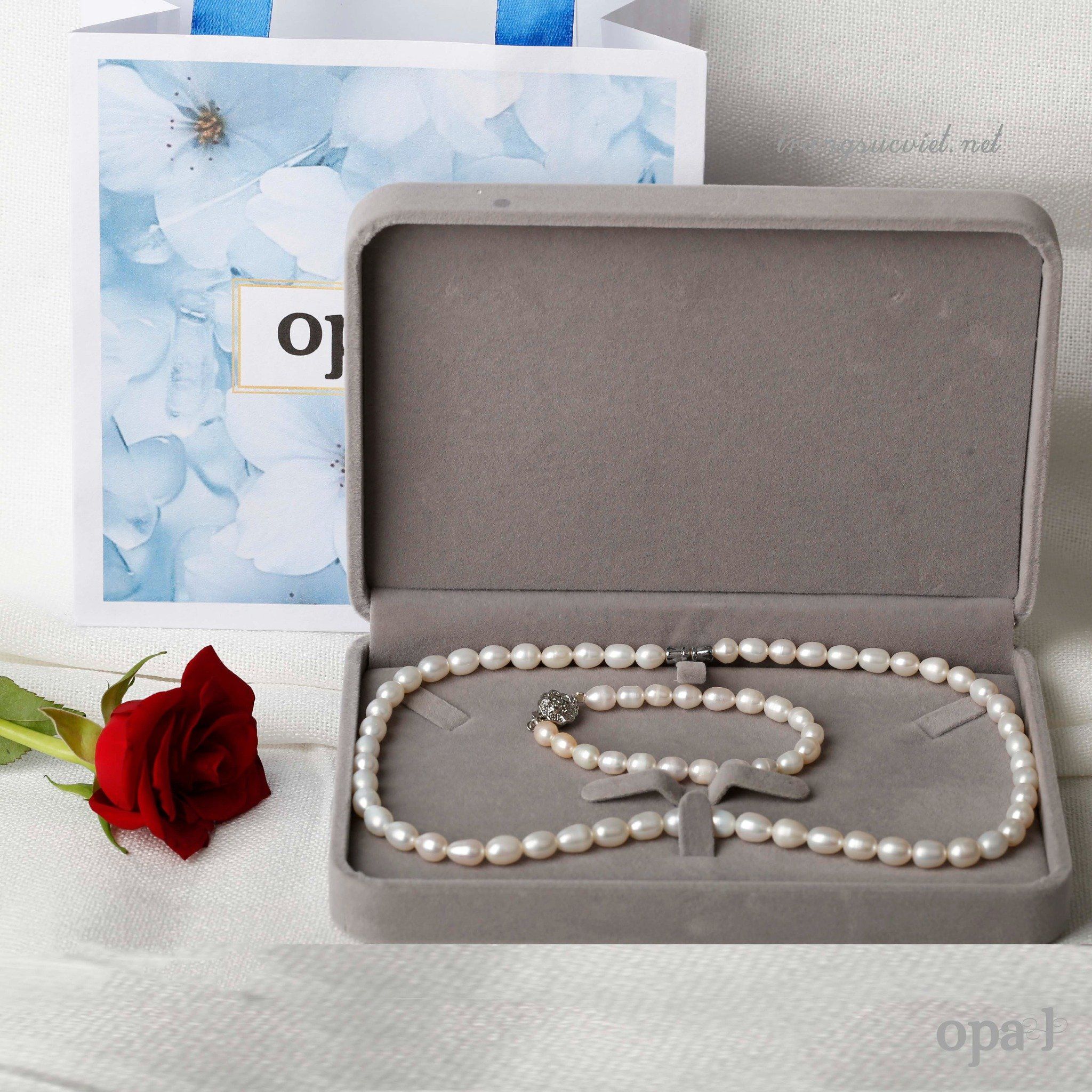  Bộ ngọc trai hạt oval trắng 