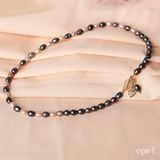  Choker ngọc trai oval mix màu xanh đen và hồng 