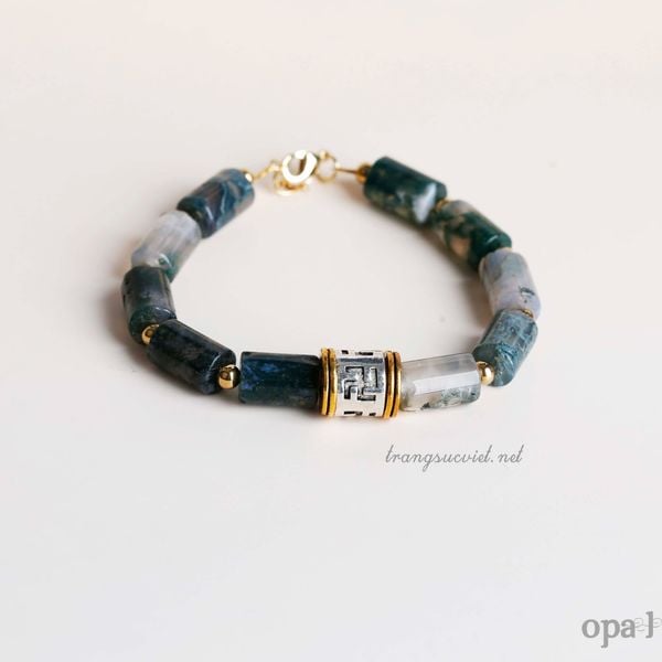  Vòng tay đá thạch anh rêu -bản lĩnh từ thiên nhiên 