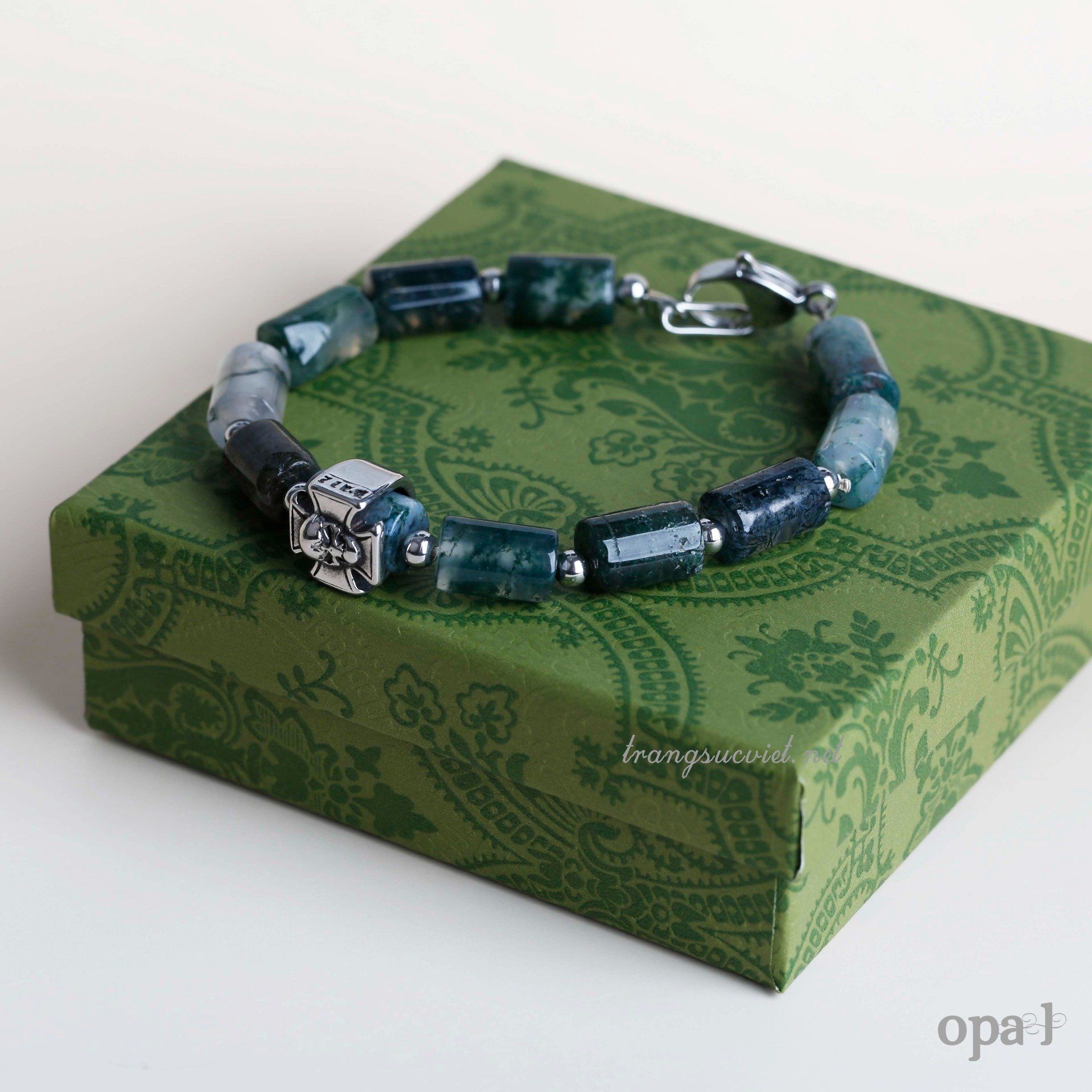  Vòng tay đá thạch anh rêu -bản lĩnh từ thiên nhiên 