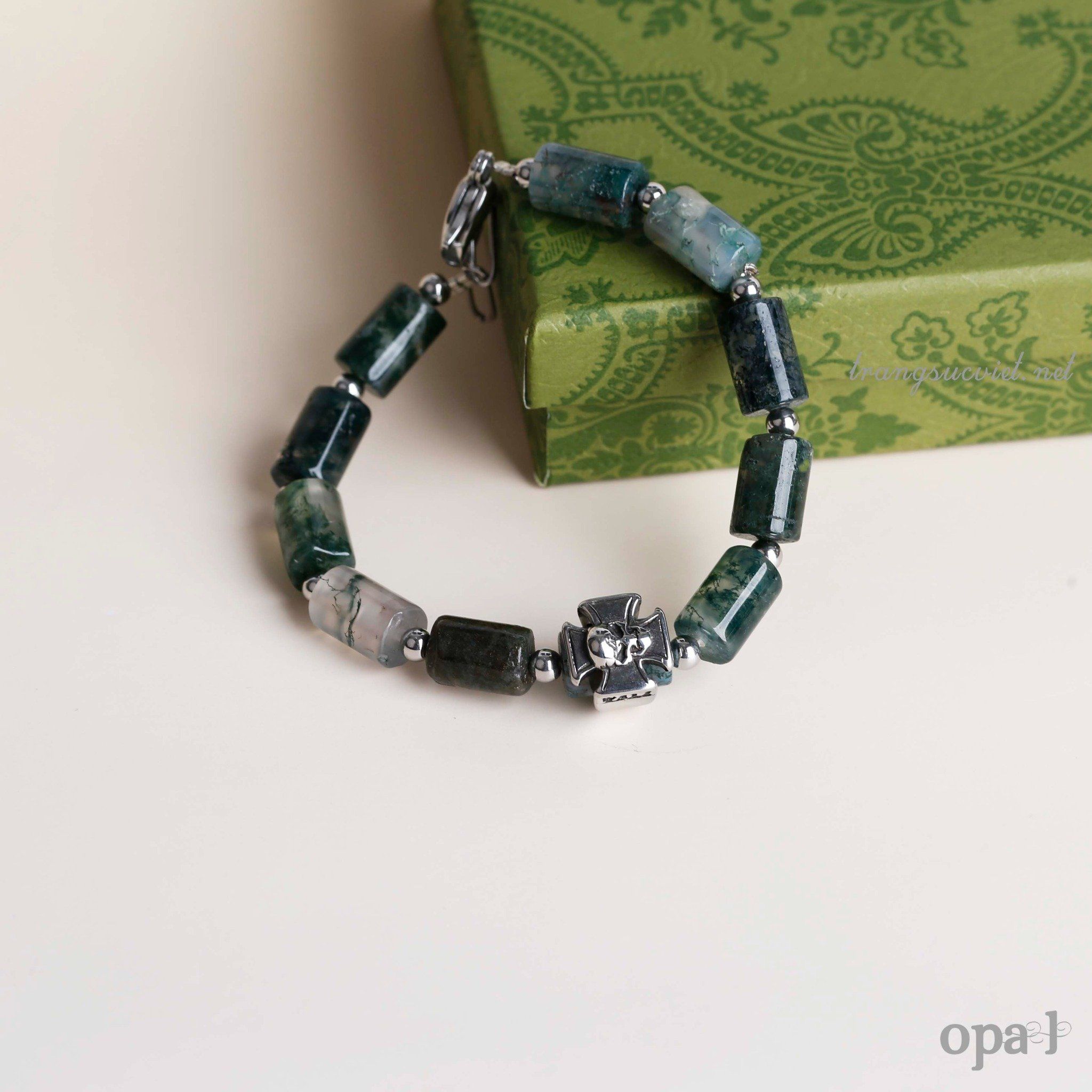  Vòng tay đá thạch anh rêu -bản lĩnh từ thiên nhiên 