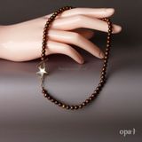  Choker ngọc trai 6ly, màu nâu cánh gián, khóa thiết kế cách điệu 