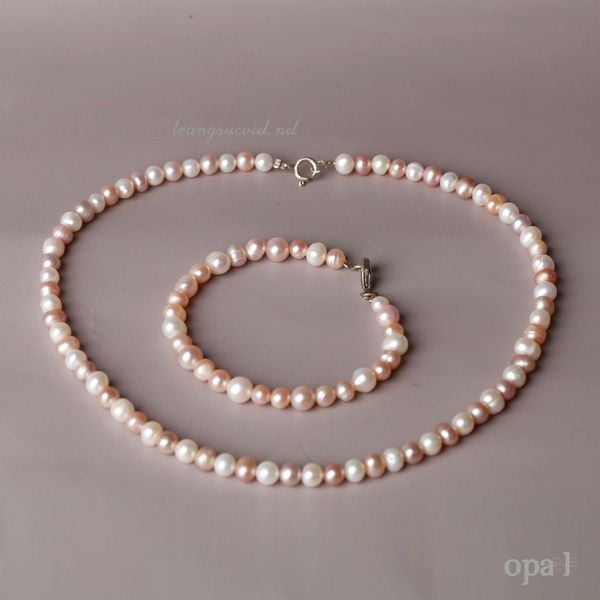  Vòng Choker ngọc trai phối trắng tím 6 ly, nét dịu êm của sự lãng mạn 