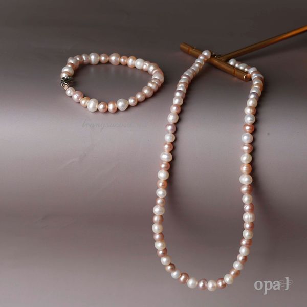  Vòng Choker ngọc trai phối trắng tím 6 ly, nét dịu êm của sự lãng mạn 