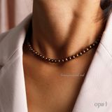  Choker ngọc trai 6ly, màu nâu cánh gián, khóa thiết kế cách điệu 
