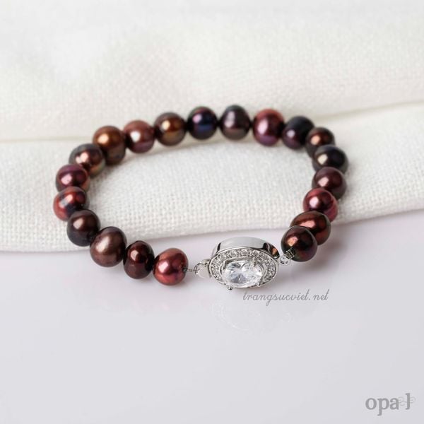  Vòng tay ngọc trai ánh nâu đỏ 