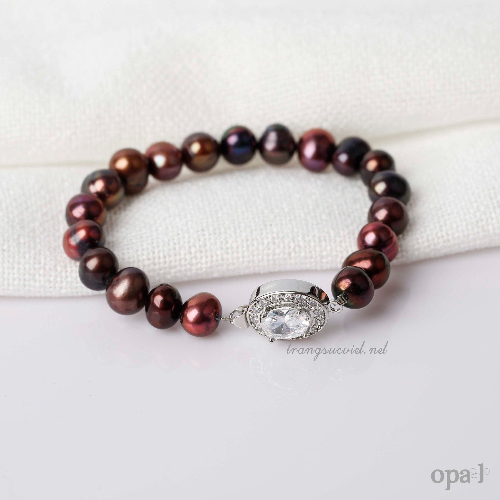  Vòng tay ngọc trai ánh nâu đỏ 