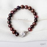  Vòng tay ngọc trai ánh nâu đỏ 