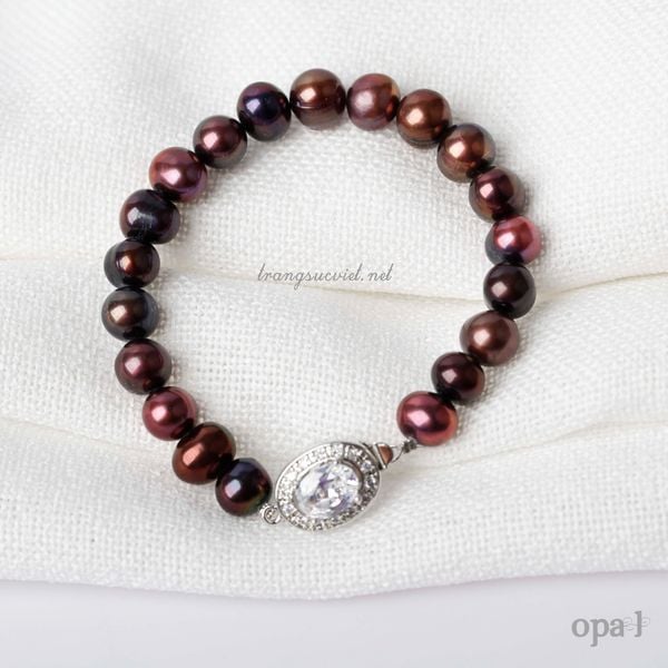  Vòng tay ngọc trai ánh nâu đỏ 