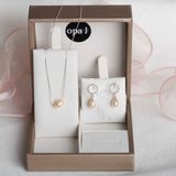  Set Dây chuyền +hoa tai bạc mặt ngọc trai oval xuyên tâm 