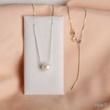  Set Dây chuyền +hoa tai bạc mặt ngọc trai oval xuyên tâm 