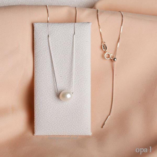  Set Dây chuyền +hoa tai bạc mặt ngọc trai oval xuyên tâm 