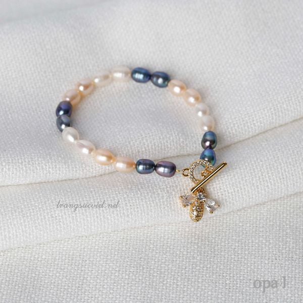  Vòng tay oval  mix màu, khóa ong 