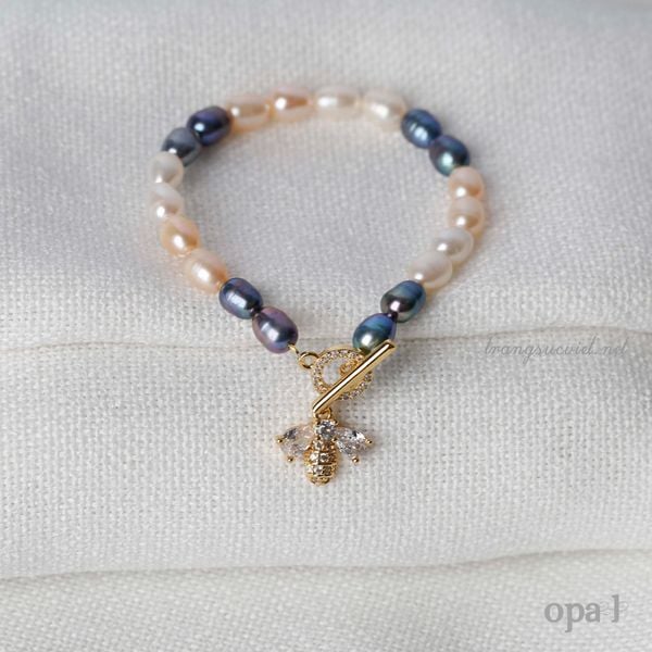  Vòng tay oval  mix màu, khóa ong 